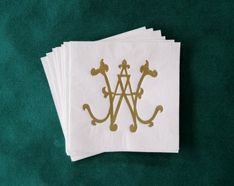 Monogram Cocktail Napkins | Gold Foil | Wedding Reception | Custom