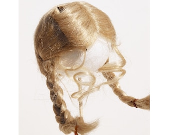 Wig for doll, tails and curls, natural hair. Antique dolls, ArtDolls, BJD. Colors brown, red blond, blond. Size 27-29 cm (11")