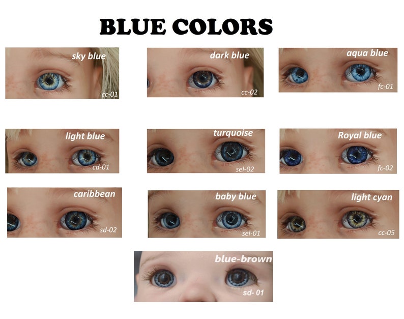 Eyes for dolls. 23 colors, 11 sizes. Good for BJD, Paola Reina, Reborn, Götz, art dolls, custom dolls, toys. Price per pair. image 3