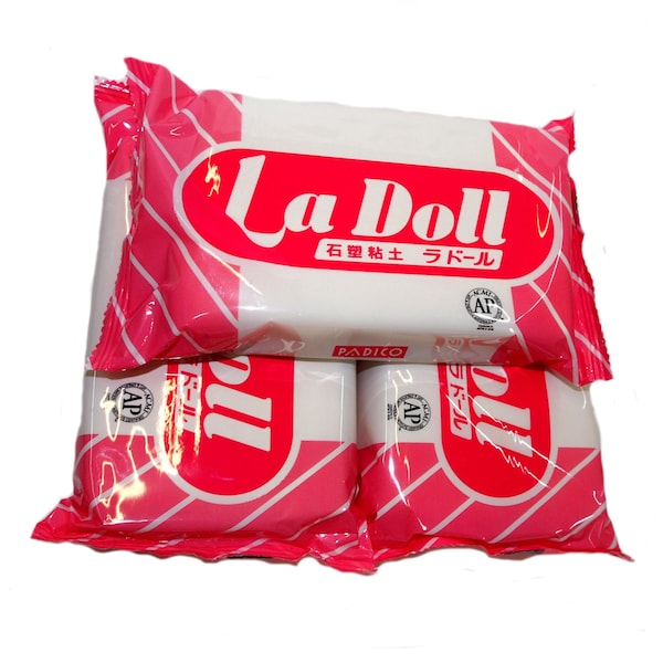 Ladoll clay 3 paquets *500 g (1.1lb). Argile auto-sèche. La Doll Argile de haute qualité, 1,5 kg.