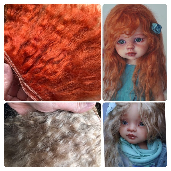 Mohair doll hair for Paola Reina, Blythe, BJD, Minifee, Waldorf and OOAK textile dolls wigs. Best quality mohair weft.