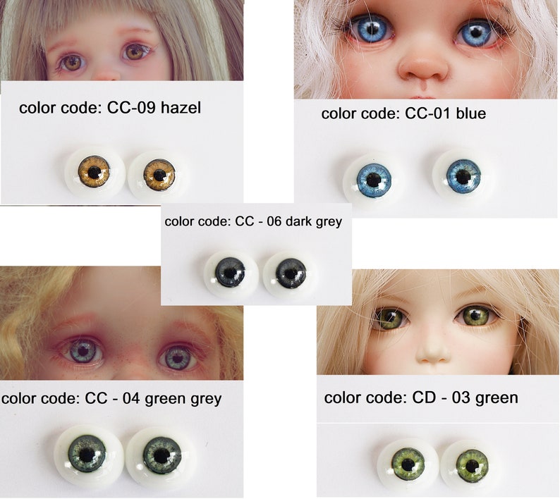 24 MM Green Grey Glass Pabol Doll EyesFAST SHIPPING TO USA