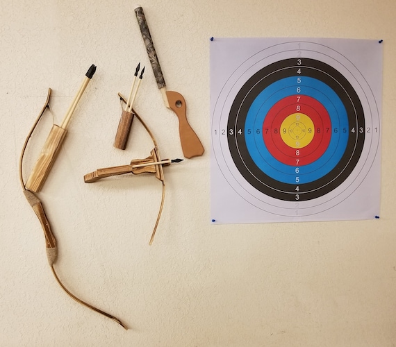 Arc et flèche en bois pour enfants Ensemble de tir à l'arc pistolet à air