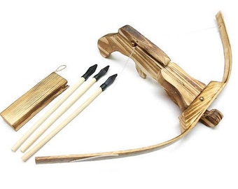 40cm Wooden Children Toy Crossbow with Arrow Target Practice Gun