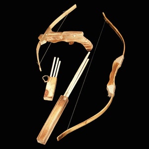 Children&#39;s Wooden Bow and Arrow and crossbow set; kids youth toy-For archery hunting playing-Rubber tip for Arrows; Crossbow; Cross bow