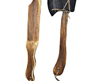 Children's Wooden Black tomahawk; Hatchet; Youth Scout Hawk; Toy wooden ax; Tribal Hammer Tomahawk; Boy Scouts; Knife Set; Wooden Tomahawk
