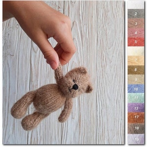 Gestrickter Teddybär mit beweglichen Pfoten Neugeborenen Fotorequisite Neugeborenen Bären prop Stricktier Bärenstoffie Bärenpuppe Strickbär Spielzeug