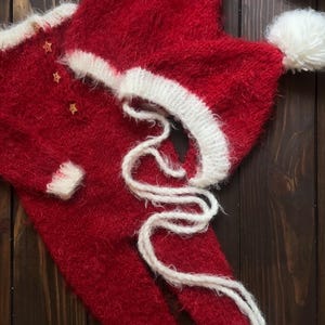 Christmas Newborn footed romper, pom pom hat and wrap Newborn fuzzy props Newborn Christmas set Baby coming home outfit gender neutral