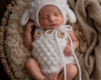 Lamb Newborn Outfit | Newborn Photo Prop | Baby Shower Gift | 0–12 Months