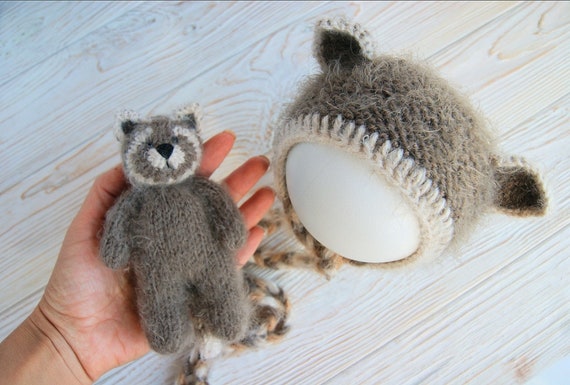 Knit Raccoon Toy | Newborn Photography Prop