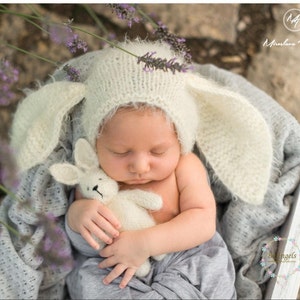 Newborn bunny bonnet and toy | Different colors | Fluffy bunny hat| Newborn bunny  bonnet | Baby bunny hat |  Newborn animal bonnet