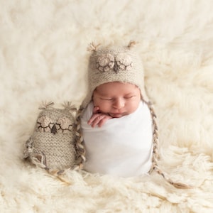 Owl newborn props | Owl newborn photographer toy | Owl newborn stuffed | Newborn fuzzy owl