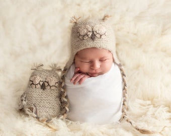 Owl newborn props | Owl newborn photographer toy | Owl newborn stuffed | Newborn fuzzy owl