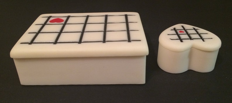 Vintage Soapstone Trinket Box Valet Case Set Lot Large Rectangle Etched Heart Checkered 5.5 Lidded NEW