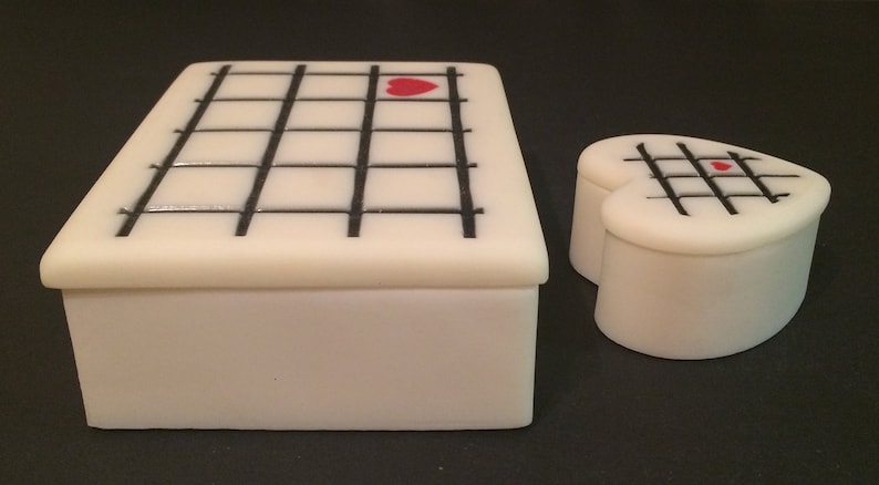 Vintage Soapstone Trinket Box Valet Case Set Lot Large Rectangle Etched Heart Checkered 5.5 Lidded NEW