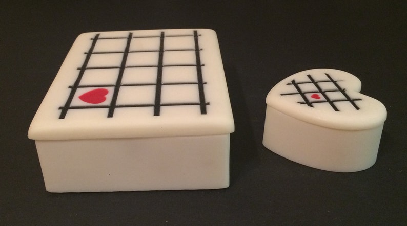 Vintage Soapstone Trinket Box Valet Case Set Lot Large Rectangle Etched Heart Checkered 5.5 Lidded NEW