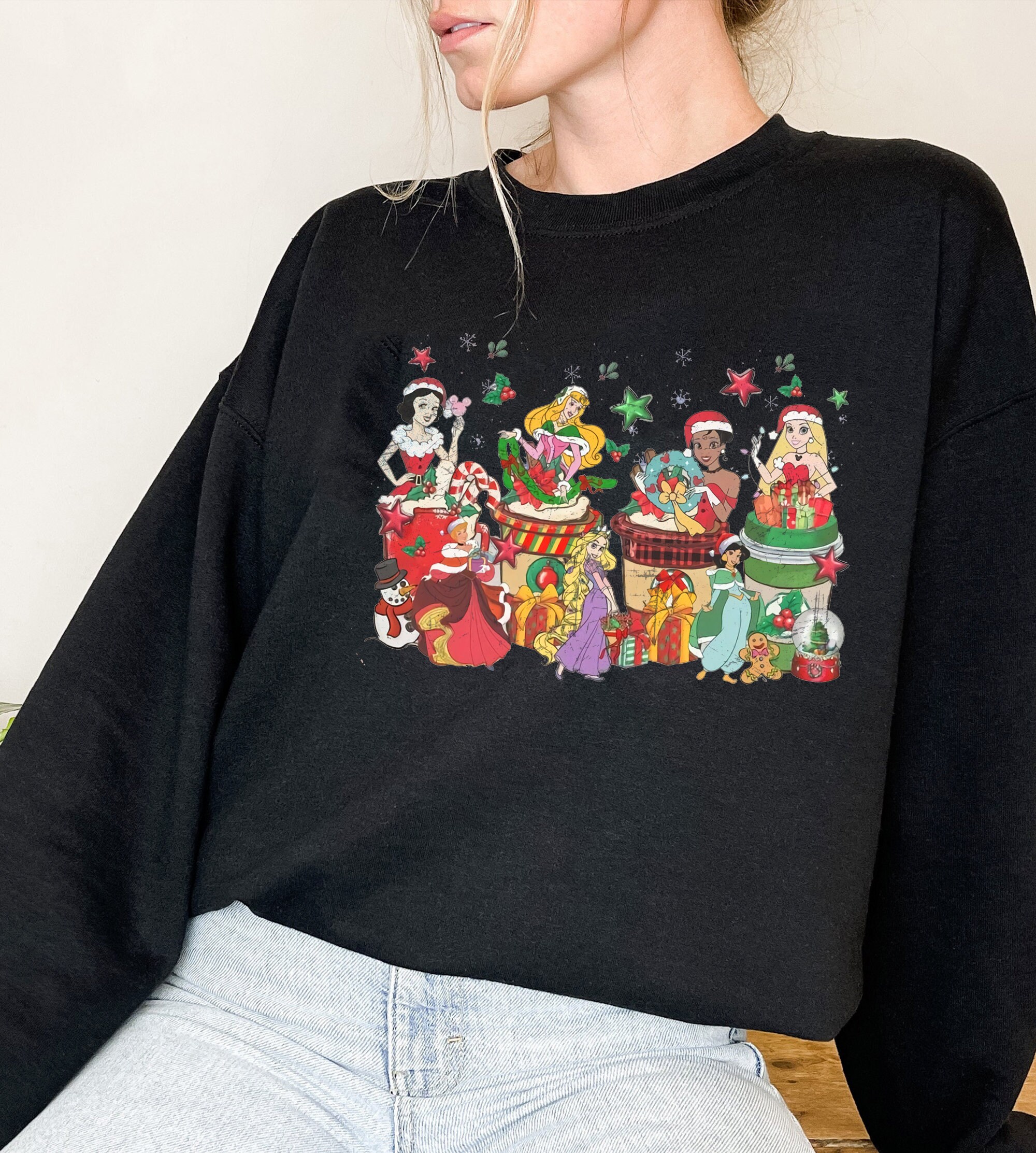 Vintage Disney Princess Christmas Sweatshirt, Walt Disney Princesses Sweatshirt sold by Gustavo