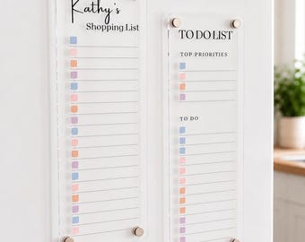 Personalised pastel to do list fridge planner clear acrylic Reusable fridge weekly shopping list magnet gift for collegue gift for friend