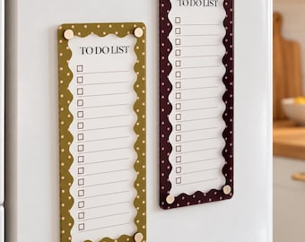 To do list fridge magnet acrylic custom scalloped polka dot fridge planner reusable dry erase to do list kitchen planner trendy gift for her