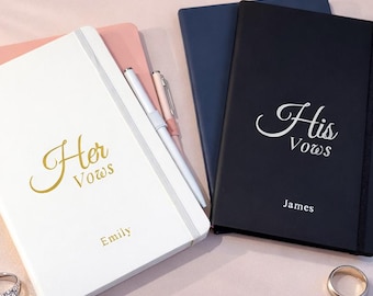 Personalised wedding vow book for bride and groom wedding gift his and her vow book set custom foil engraved notebook pen engagement gift