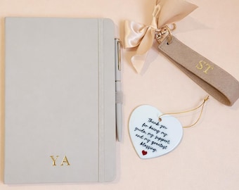 Personalised Notebook and pen set custom name keychain heart Keepsake heart ornament gift for mum gift for dad birthday gift thank you gift
