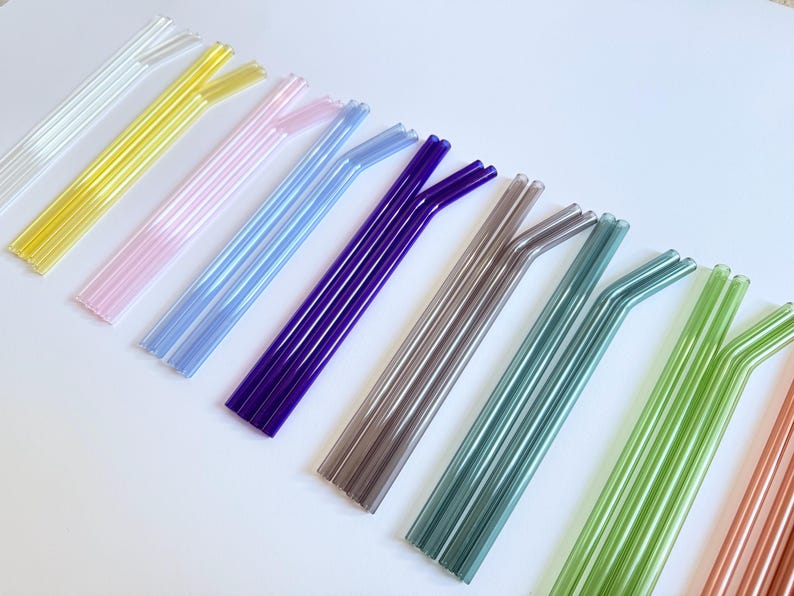 Coloured glass straws for glass tumblers reusable straw for party supply glass straw Drink Accessories Eco Friendly Iced Coffee straw image 9