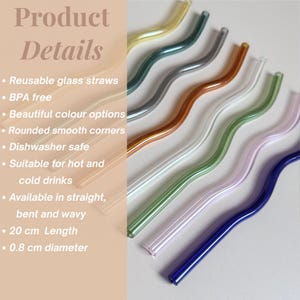 Coloured glass straws for glass tumblers reusable straw for party supply glass straw Drink Accessories Eco Friendly Iced Coffee straw image 3