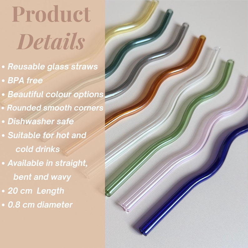 Coloured glass straws for glass tumblers reusable straw for party supply glass straw Drink Accessories Eco Friendly Iced Coffee straw image 3