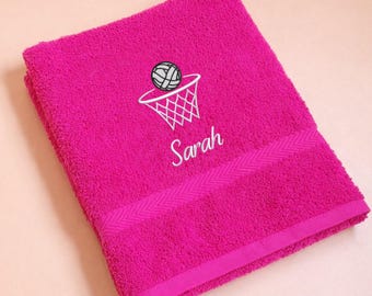 Toalla de algodón bordada personalizada para equipo de netball, regalo deportivo personalizado para entrenador, regalo para jugadora de netball, regalo para ella, regalo para compañeras de equipo