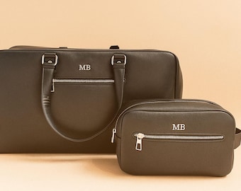 Personalized travel bag set for men weekender bag passport cover luggage tag gift for husband duffle bag toiletry bag groomsmen travel gift