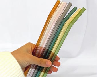 Pajitas de vidrio de colores para vasos de vidrio, pajita reutilizable para fiestas, pajita de vidrio, accesorios para bebidas, pajita ecológica para café helado.