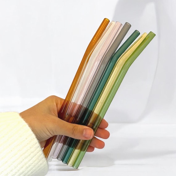 Coloured glass straws for glass tumblers reusable straw for party supply glass straw Drink Accessories Eco Friendly Iced Coffee straw