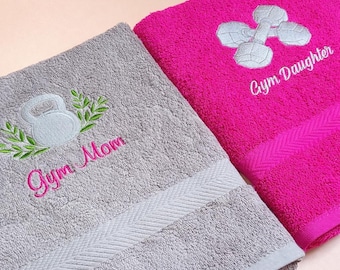 Custom luxury gym towel gift for mom embroidered gym lover towel gift for daughter luxury cotton fitness towel mom and daughter gift