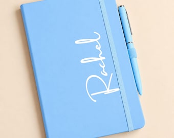 Personalised Luxury A5 notebook Vegan leather pastel journal custom notebook and pen gift for coworkers secret santa gift friend new job