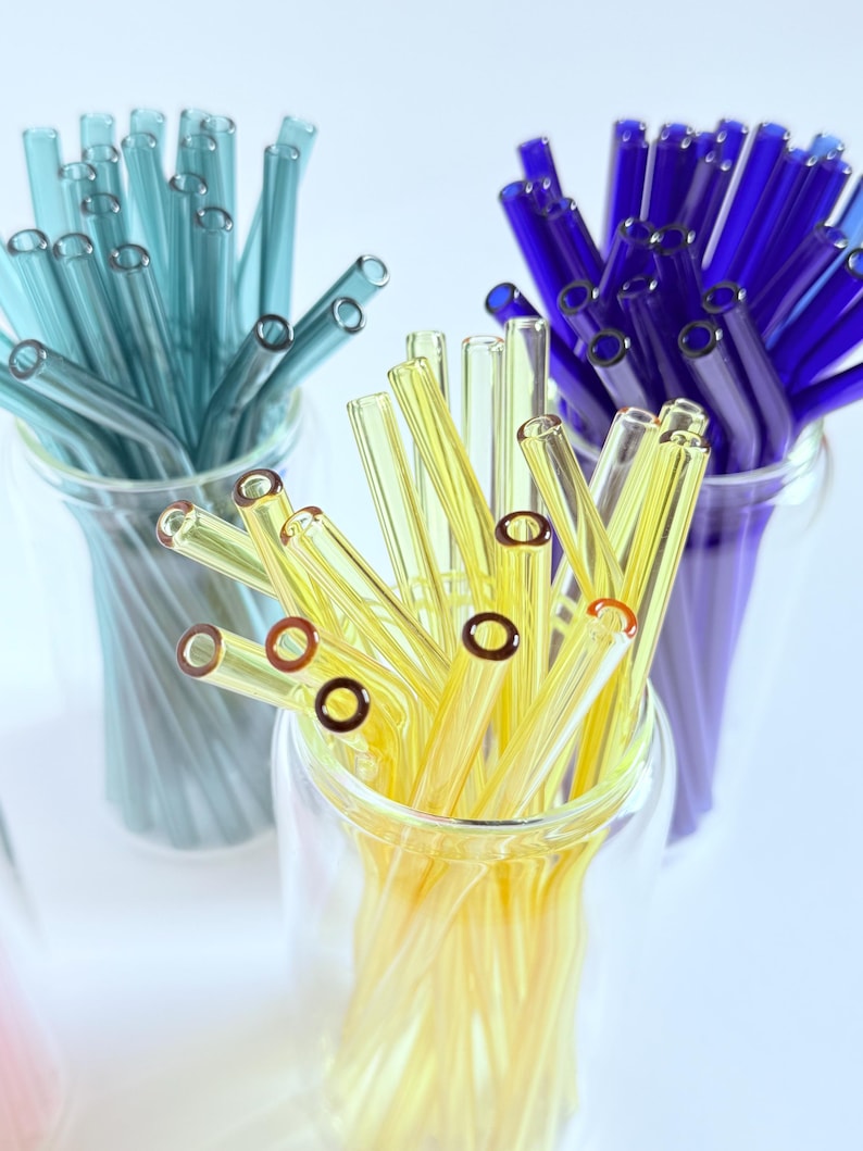Coloured glass straws for glass tumblers reusable straw for party supply glass straw Drink Accessories Eco Friendly Iced Coffee straw image 5