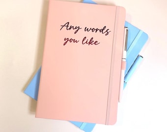 Personalised custom text notebook and pen gift set promotion gift for friend retirement gift for her A5 custom vegan leather notebook pen