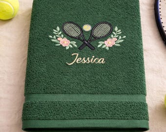 Personalized embroidered tennis towel his and her gift 100% cotton custom name towel gift for coach tennis lover gift team gift