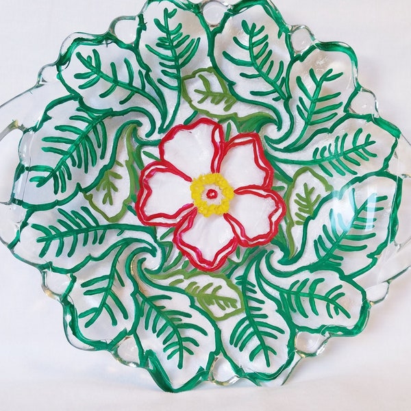 Glass Plate Flower Etsy