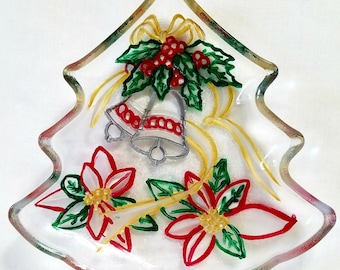 Vintage Hand Painted Christmas Tree Candy Dish: Holiday Decor