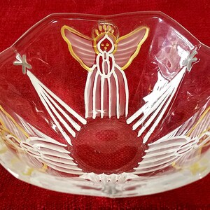 Vintage Crystal Bowl: Hand Painted Angels and Stars