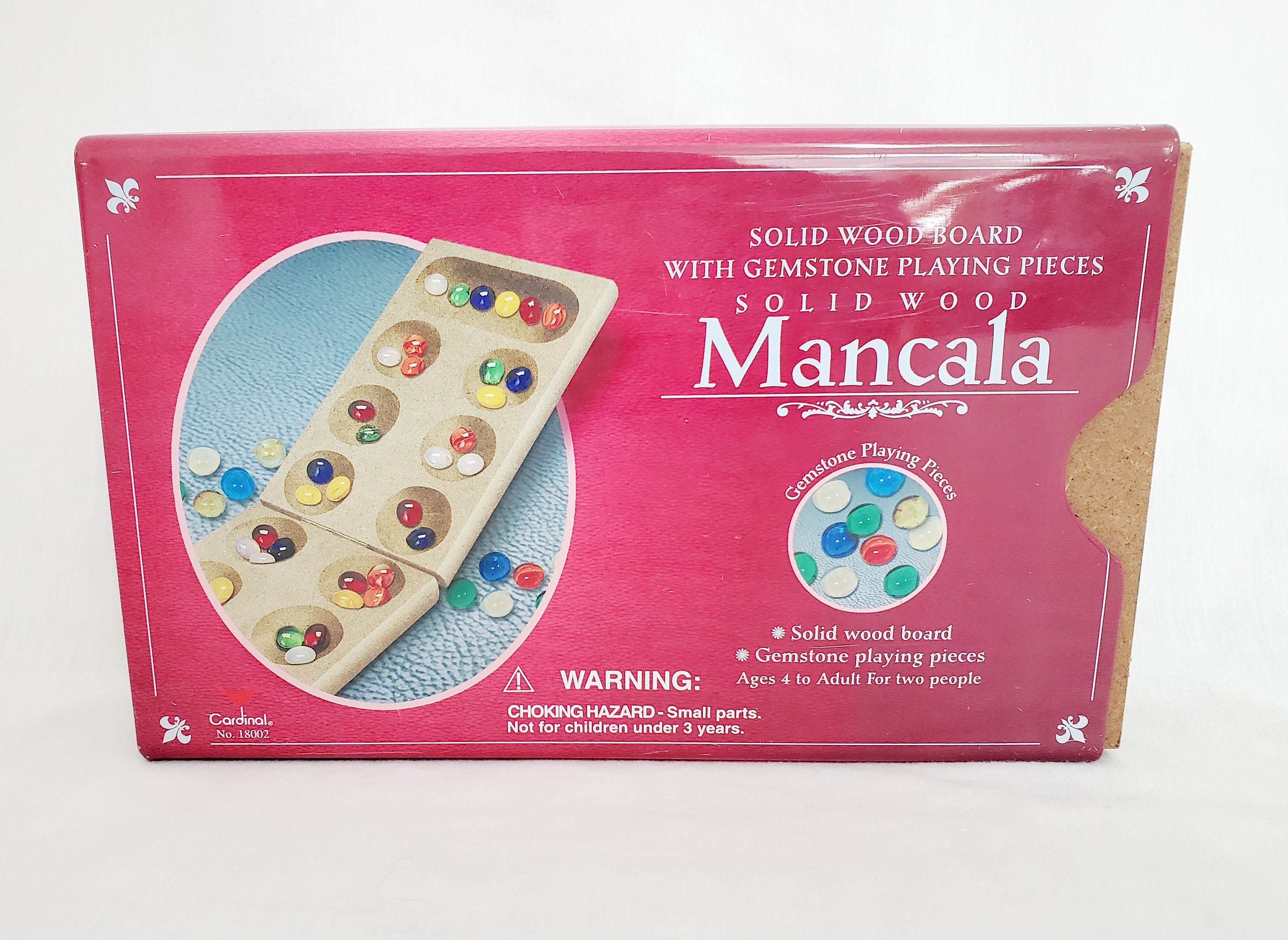 Deluxe Mancala Board Game With Glass Stones, 21 by 6 Inches, Made