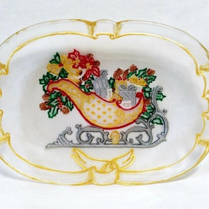 Hand Painted Vintage Santa Sleigh Plate: Holiday Decor