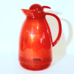 Vintage Red Thermos Carafe: Insulated Pitcher with Handle
