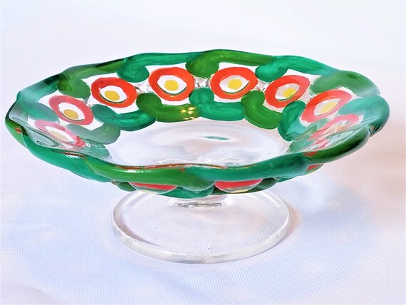 festive and multifunctional It/'s fun Beautiful vintage lidded jar is delightfully decorated in retro colors of turquoise and orange
