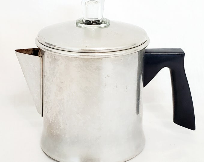Vintage Chilton Stainless Steel Stovetop Coffee Percolator With Cool