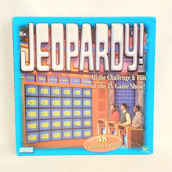 1999 Jeopardy! Game is in excellent condition and ready for play. Everything included for 48 fun and challenging games. 4 players. Fun!