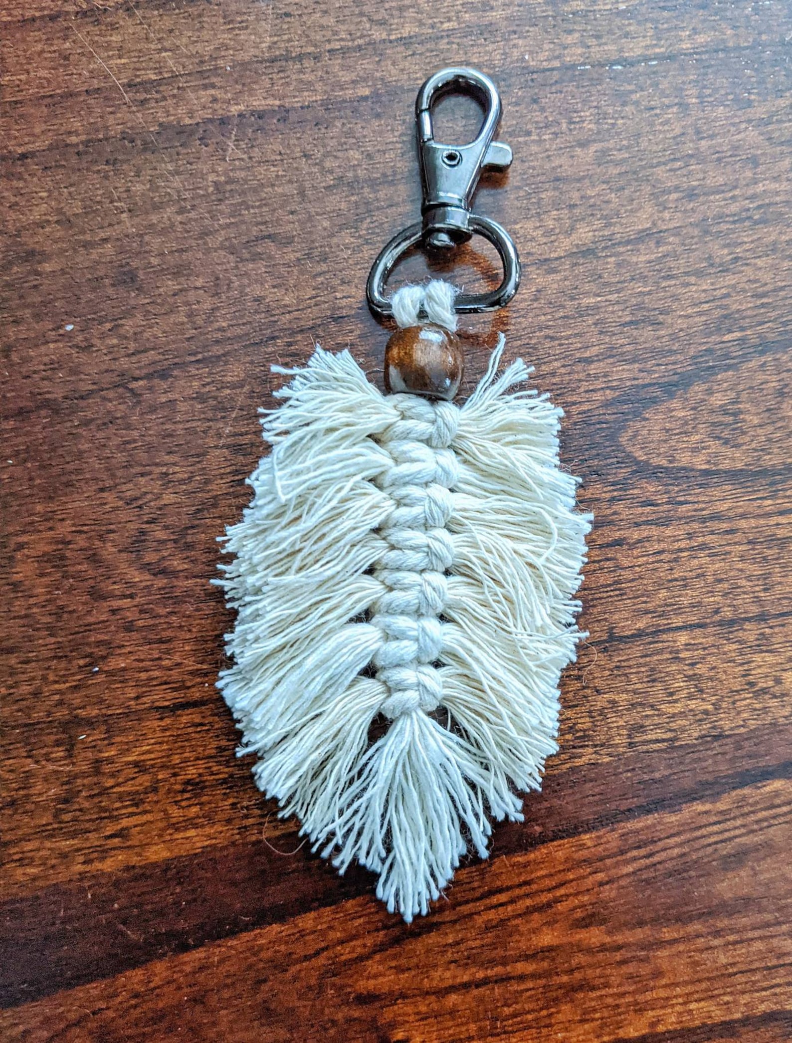 Macrame Feather Keychain Handmade Macrame Accessories Etsy