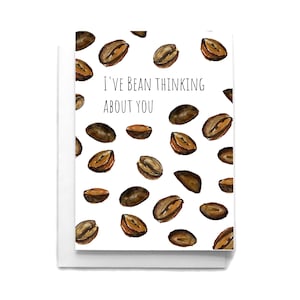 Coffee Pun Thinking of You Card | Coffee Watercolor Card | Fun Greeting Card | Blank Card | Hand Painted Coffee Bean Card | Coffee Joke