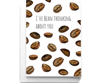 Coffee Pun Thinking of You Card: Hand-Painted Watercolor