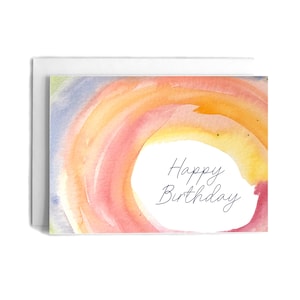 Rainbow Birthday Card | Birthday Greeting Card | Rainbow Card | Colorful Watercolor Card | Hand Painted Card | Happy Birthday Rainbow Swirl